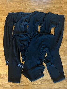Men’s Black Long Johns set of 6  - Ribbed Knit. Size XL